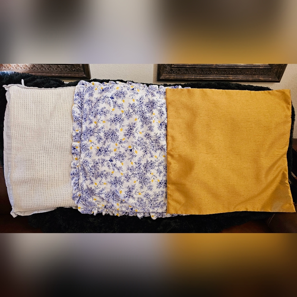 3 Euro Shams 2 Cotton 1 Faux Silk